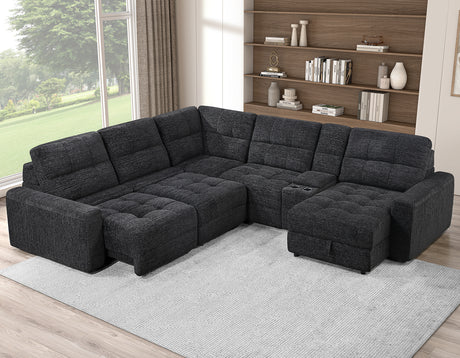 Snyder Black 6-Piece Glider Sectional by Steve Silver at Eve Furniture