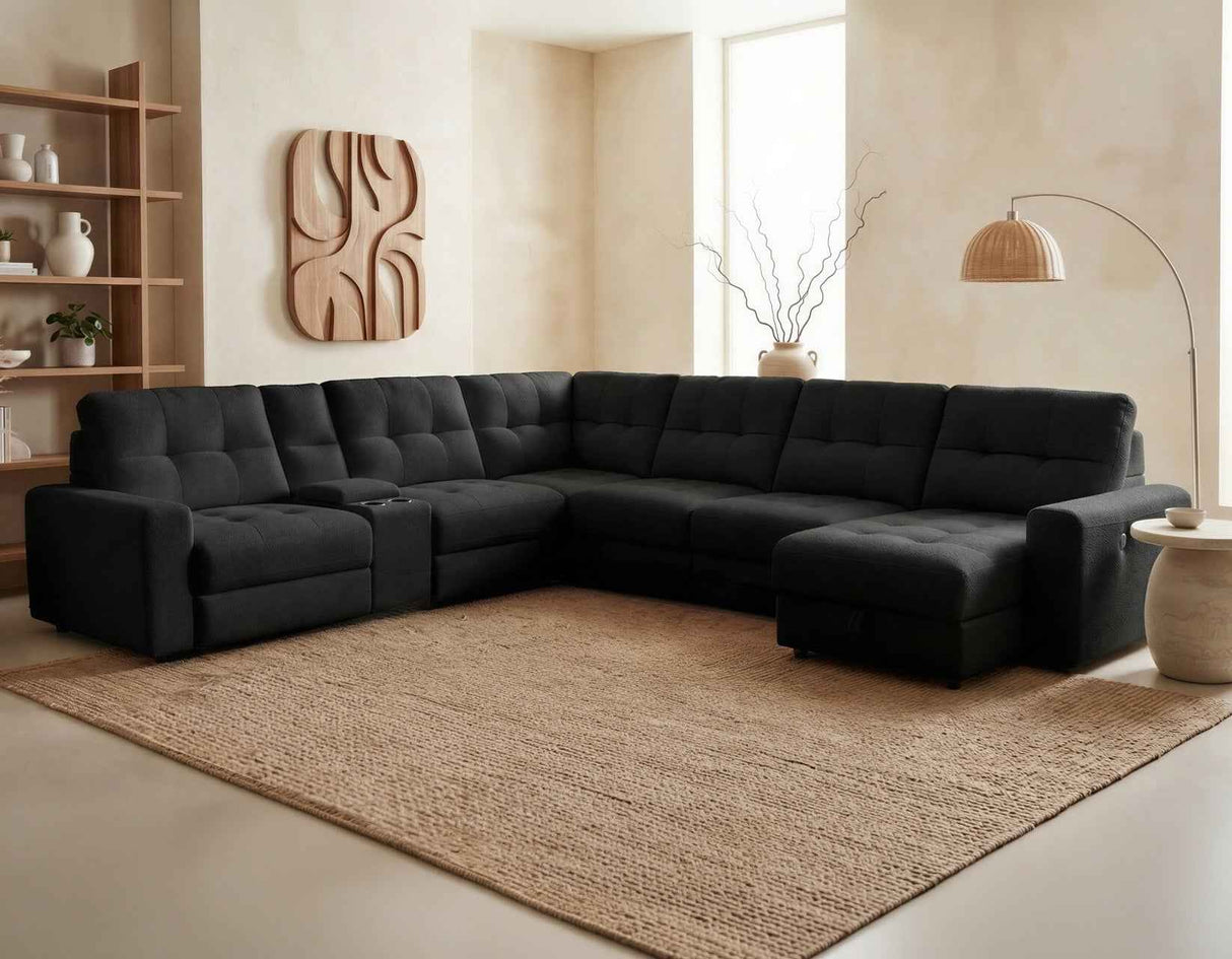 Snyder Black 7-Piece Slider Sectional by Steve Silver at Eve Furniture