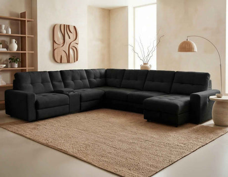 Snyder Black 7-Piece Slider Sectional by Steve Silver at Eve Furniture