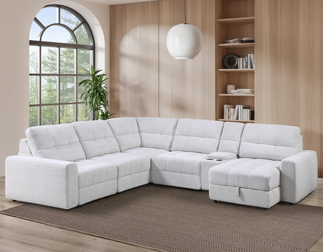 Snyder White 6-Piece Glider Sectional by Steve Silver at Eve Furniture