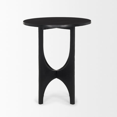 Sobi Textured Matte Black Round Metal Accent Table by Mercana at Eve Furniture