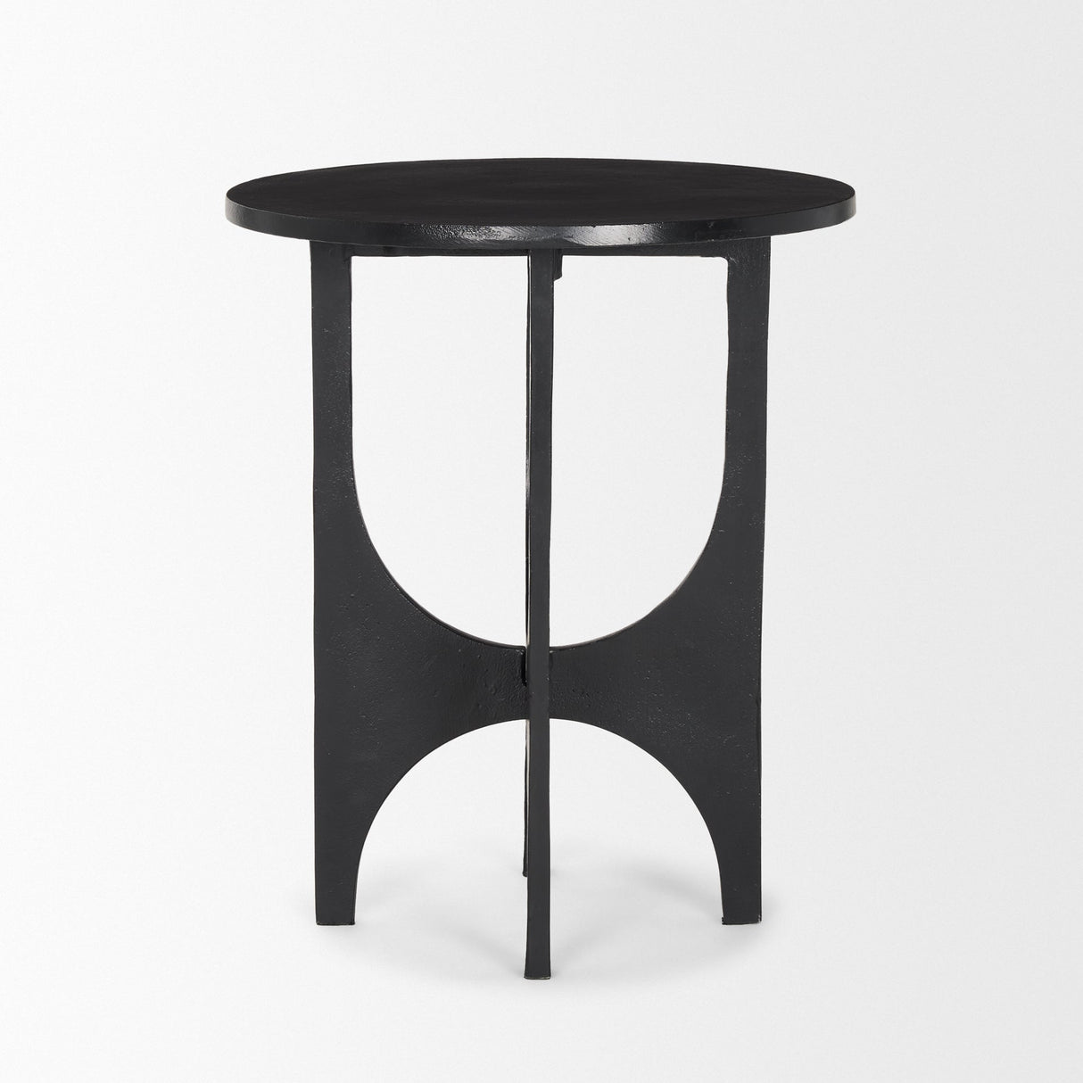 Sobi Textured Matte Black Round Metal Accent Table by Mercana at Eve Furniture