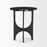 Sobi Textured Matte Black Round Metal Accent Table by Mercana at Eve Furniture