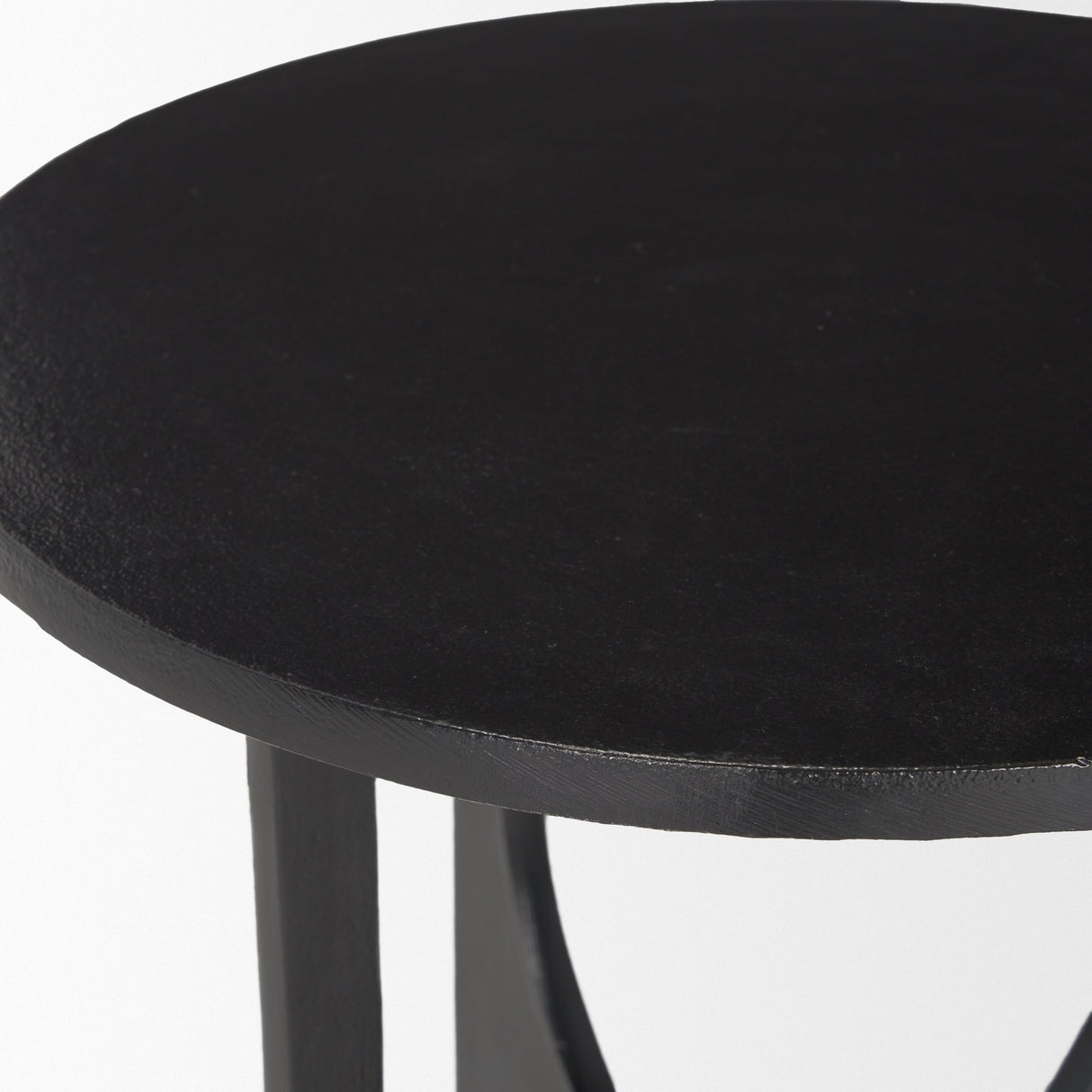 Sobi Textured Matte Black Round Metal Accent Table by Mercana at Eve Furniture