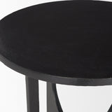 Sobi Textured Matte Black Round Metal Accent Table by Mercana at Eve Furniture