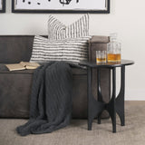 Sobi Textured Matte Black Round Metal Accent Table by Mercana at Eve Furniture