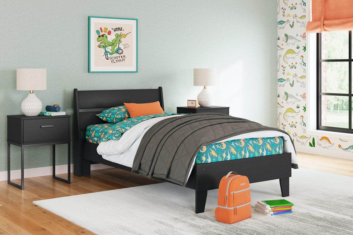 Socalle Black Twin Panel Platform Bed by Ashley at Eve Furniture