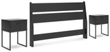 Socalle Full Panel Headboard with 2 Nightstands in Black by Ashley at Eve Furniture