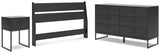 Socalle Full Panel Headboard with Dresser and Nightstand in Black by Ashley at Eve Furniture