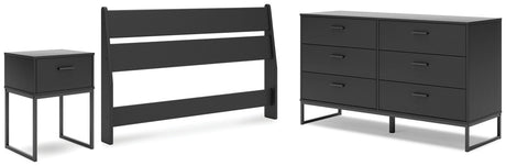 Socalle Full Panel Headboard with Dresser and Nightstand in Black by Ashley at Eve Furniture