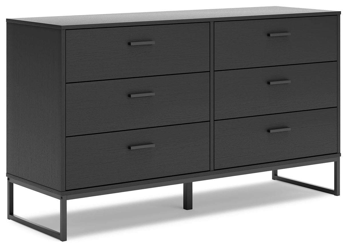 Socalle Full Panel Headboard with Dresser and Nightstand in Black