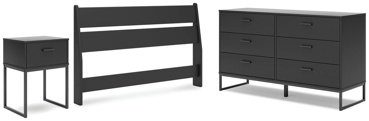 Socalle Full Panel Headboard with Dresser and Nightstand in Black