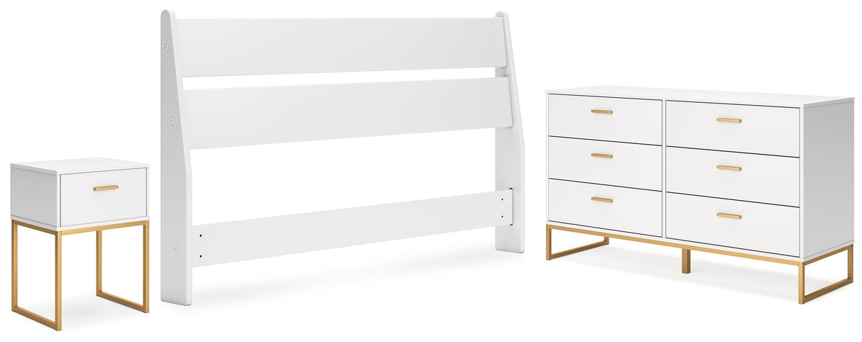 Socalle Full Panel Headboard with Dresser and Nightstand in Two-tone