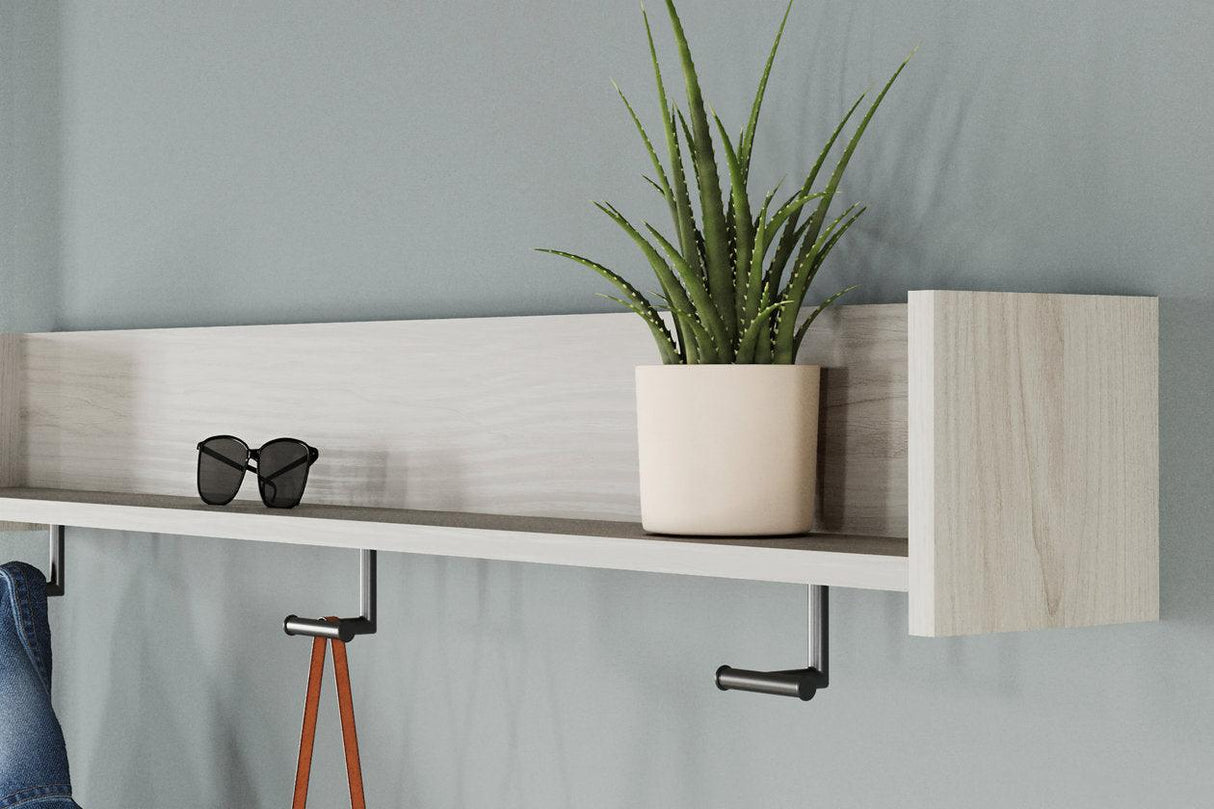 Socalle Light Natural Wall Mounted Coat Rack with Shelf by Ashley at Eve Furniture