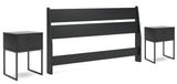 Socalle Queen Panel Headboard with 2 Nightstands in Black by Ashley at Eve Furniture