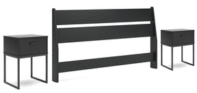 Socalle Queen Panel Headboard with 2 Nightstands in Black by Ashley at Eve Furniture