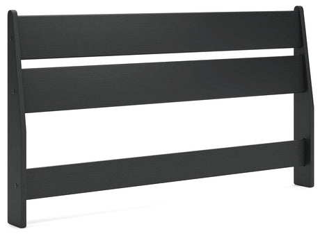 Socalle Queen Panel Headboard with 2 Nightstands in Black by Ashley at Eve Furniture