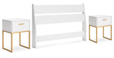 Socalle Queen Panel Headboard with 2 Nightstands in Two-tone by Ashley at Eve Furniture