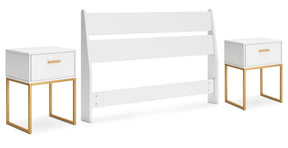 Socalle Queen Panel Headboard with 2 Nightstands in Two-tone by Ashley at Eve Furniture