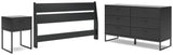 Socalle Queen Panel Headboard with Dresser and Nightstand in Black by Ashley at Eve Furniture