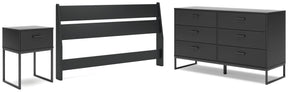 Socalle Queen Panel Headboard with Dresser and Nightstand in Black by Ashley at Eve Furniture
