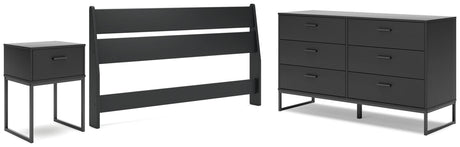 Socalle Queen Panel Headboard with Dresser and Nightstand in Black by Ashley at Eve Furniture