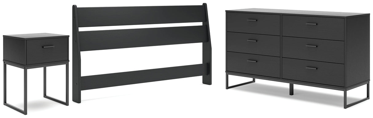 Socalle Queen Panel Headboard with Dresser and Nightstand in Black