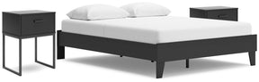 Socalle Queen Platform Bed with 2 Nightstands in Black by Ashley at Eve Furniture