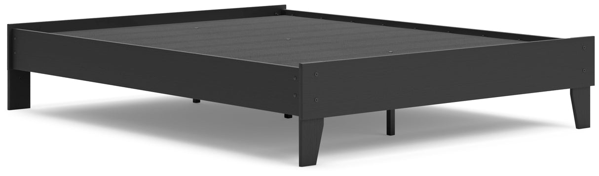 Socalle Queen Platform Bed with 2 Nightstands in Black