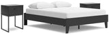 Socalle Queen Platform Bed with 2 Nightstands in Black