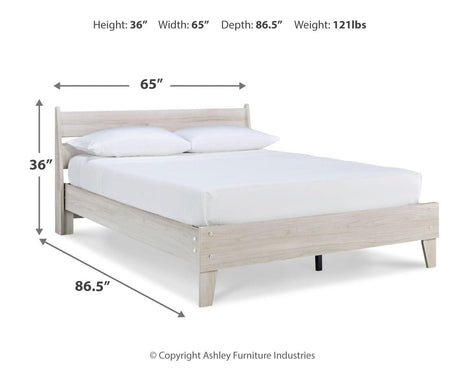 Socalle Queen Platform Bed with 2 Nightstands in Light Natural by Ashley at Eve Furniture
