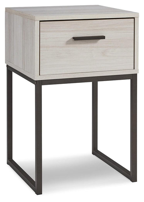 Socalle Queen Platform Bed with 2 Nightstands in Light Natural by Ashley at Eve Furniture
