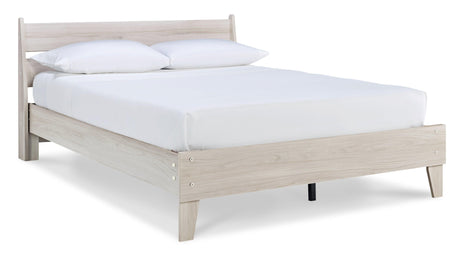 Socalle Queen Platform Bed with 2 Nightstands in Light Natural by Ashley at Eve Furniture