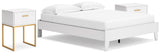 Socalle Queen Platform Bed with 2 Nightstands in Two-tone