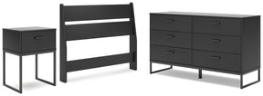 Socalle Twin Panel Headboard with Dresser and Nightstand in Black by Ashley at Eve Furniture