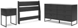 Socalle Twin Panel Headboard with Dresser and Nightstand in Black