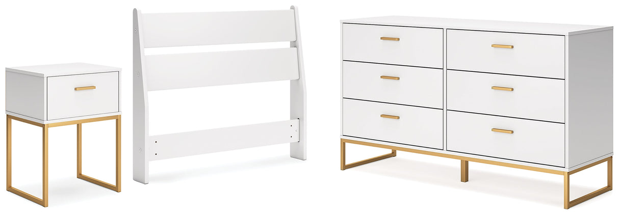 Socalle Twin Panel Headboard with Dresser and Nightstand in Two-tone