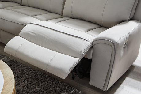 Social Pointe Pearl/Ash 3-Piece Dual Power Reclining Modular Sofa by Ashley at Eve Furniture