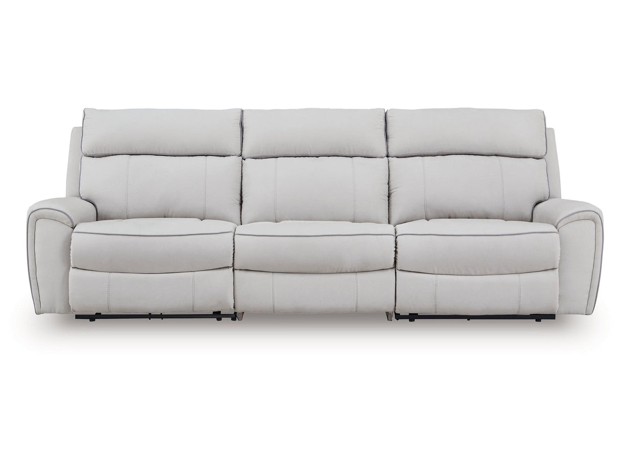 Social Pointe Pearl/Ash 3-Piece Dual Power Reclining Modular Sofa by Ashley at Eve Furniture