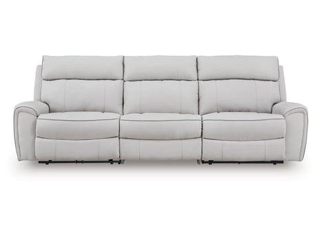 Social Pointe Pearl/Ash 3-Piece Dual Power Reclining Modular Sofa by Ashley at Eve Furniture