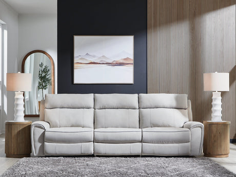 Social Pointe Pearl/Ash 3-Piece Dual Power Reclining Modular Sofa by Ashley at Eve Furniture