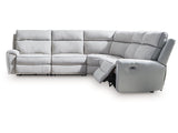 Social Pointe Pearl/Ash 5-Piece Dual Power Reclining Modular Sectional by Ashley at Eve Furniture