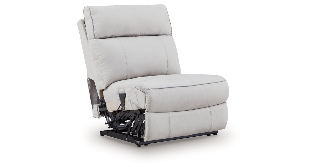 Social Pointe Pearl/Ash 5-Piece Reclining Sectional with Storage Consoles by Ashley at Eve Furniture