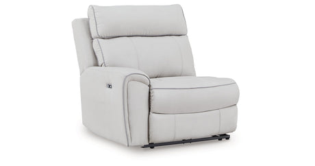 Social Pointe Pearl/Ash 5-Piece Reclining Sectional with Storage Consoles by Ashley at Eve Furniture