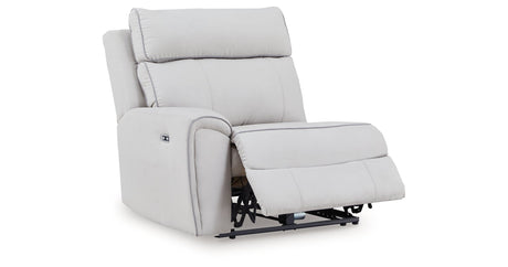 Social Pointe Pearl/Ash 5-Piece Reclining Sectional with Storage Consoles by Ashley at Eve Furniture