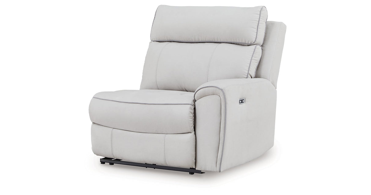 Social Pointe Pearl/Ash 5-Piece Reclining Sectional with Storage Consoles by Ashley at Eve Furniture