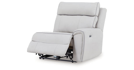 Social Pointe Pearl/Ash 5-Piece Reclining Sectional with Storage Consoles by Ashley at Eve Furniture