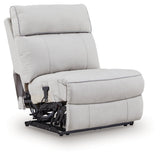 Social Pointe Pearl/Ash 5-Piece Reclining Sectional with Storage Consoles by Ashley at Eve Furniture