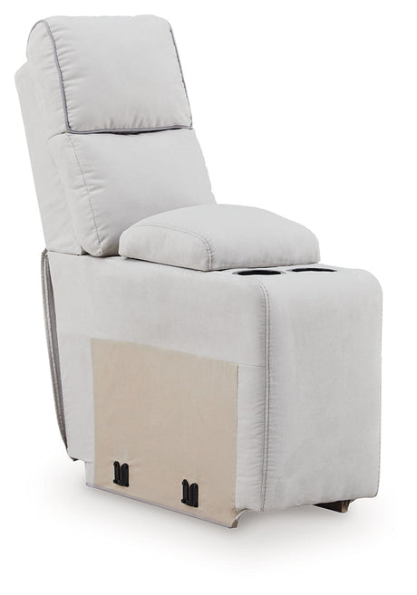 Social Pointe Pearl/Ash 5-Piece Reclining Sectional with Storage Consoles by Ashley at Eve Furniture