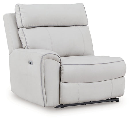 Social Pointe Pearl/Ash 5-Piece Reclining Sectional with Storage Consoles by Ashley at Eve Furniture
